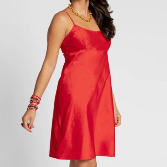 Frances Valentine Satin Slip Dress in Cranberry Red, Size XL - Picture 1 of 8